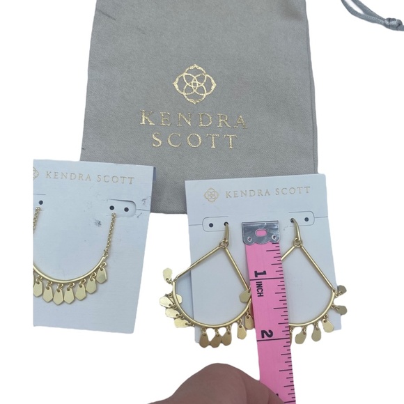 Kendra Scott Sydney Necklace and Earrings brushed mat gold tone NWT Set Lot - Picture 7 of 10